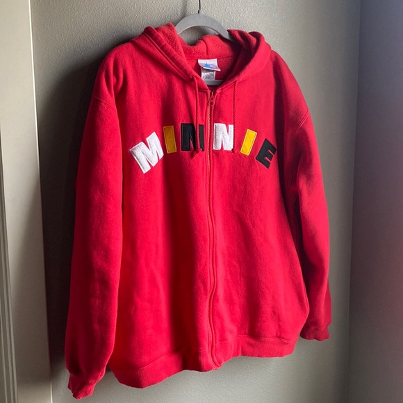 Disney Parks Minnie Embroidered Zip Up Hoodie, Color Red, Size Medium. - Picture 1 of 12